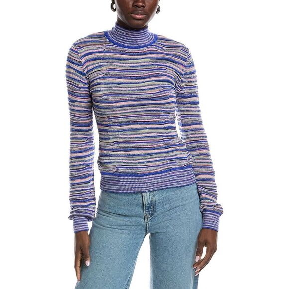 M Missoni WomensWool-Blend Textured Sweater Pink